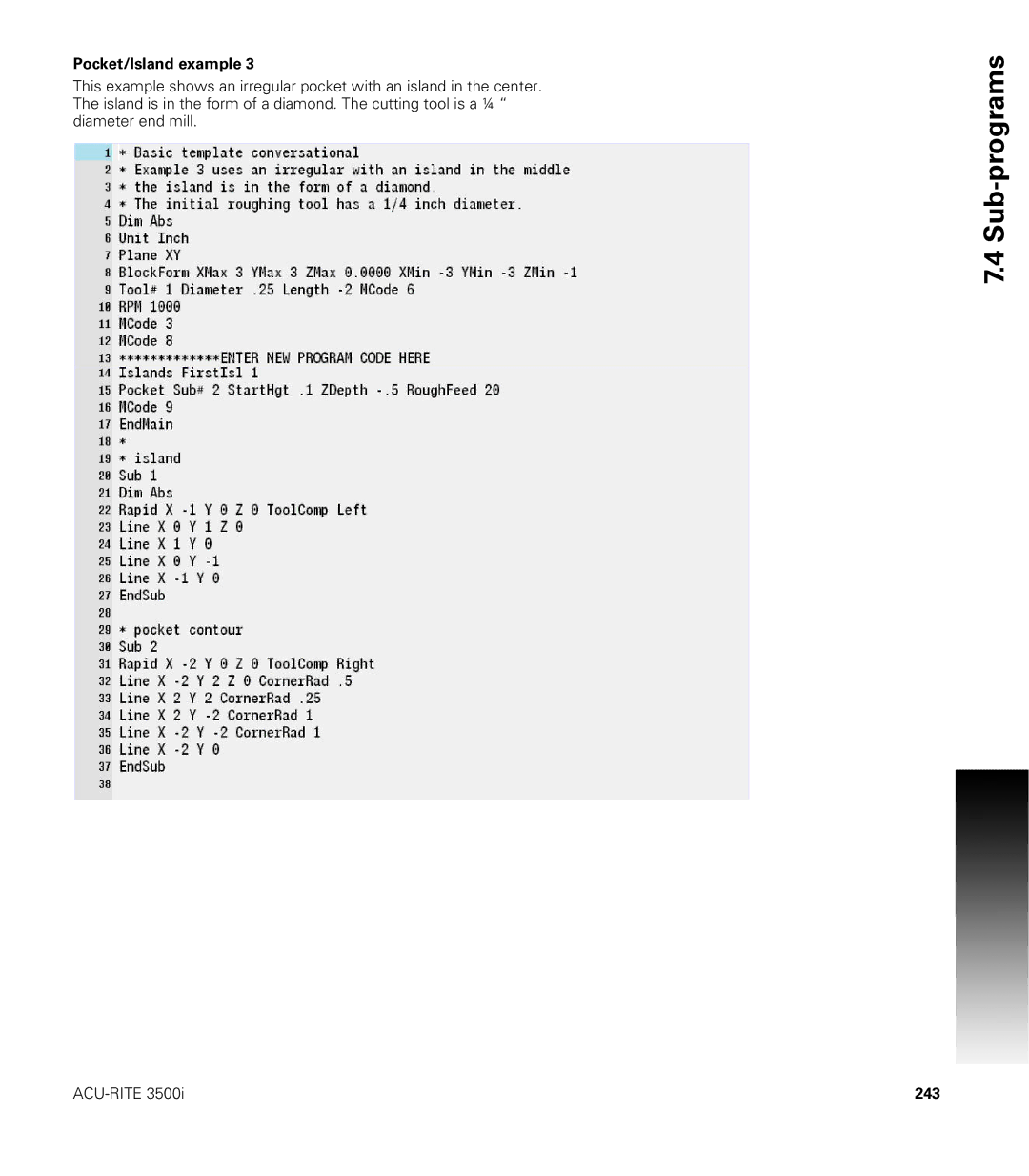 Acu-Rite CNC 3500i user manual 243 