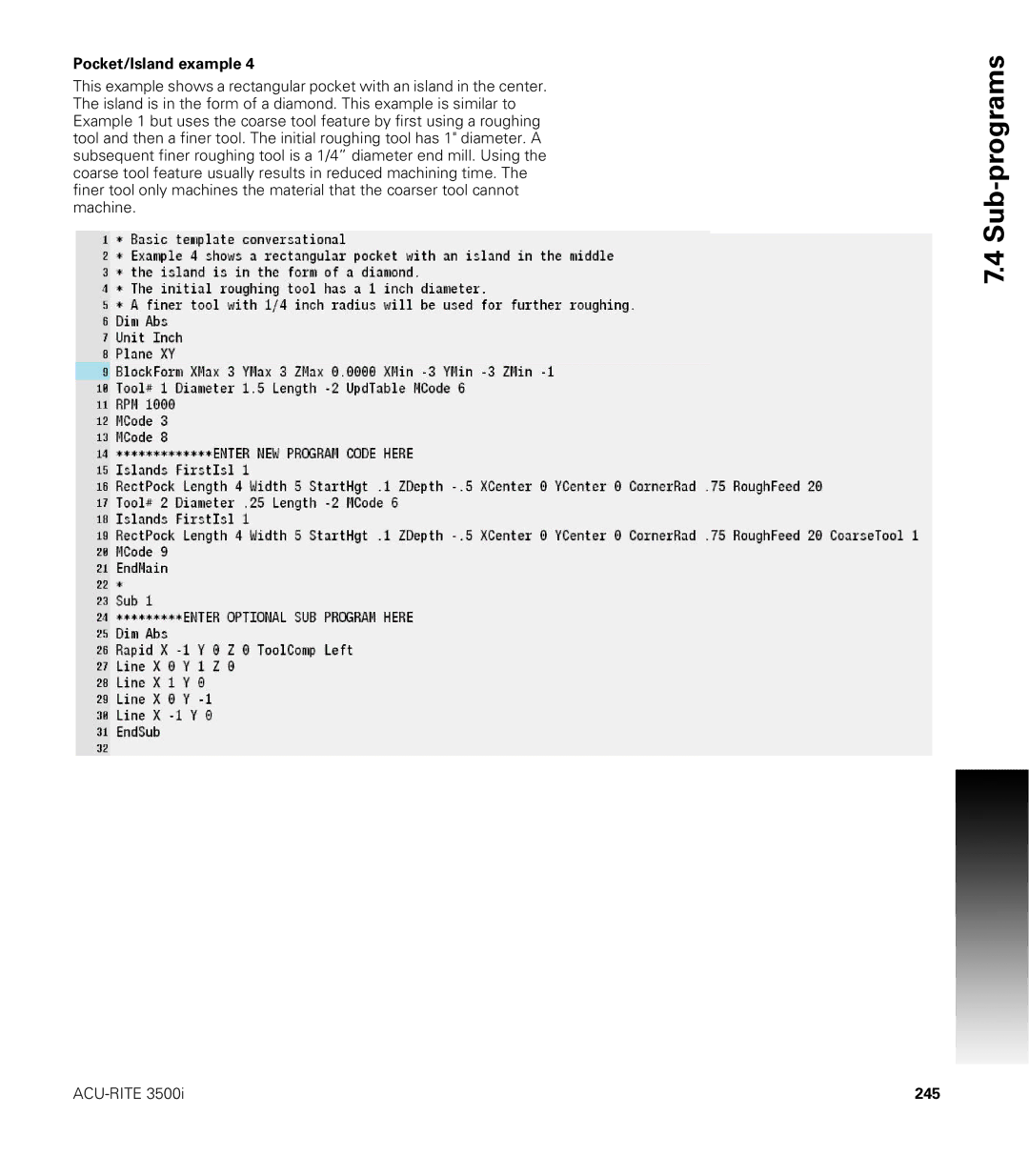 Acu-Rite CNC 3500i user manual 245 