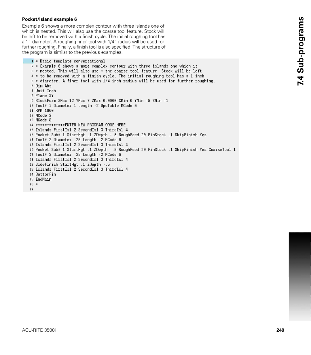 Acu-Rite CNC 3500i user manual 249 