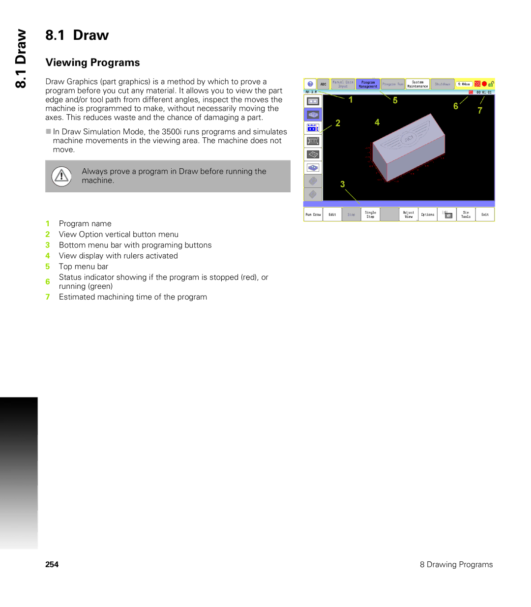 Acu-Rite CNC 3500i user manual Draw, Viewing Programs 