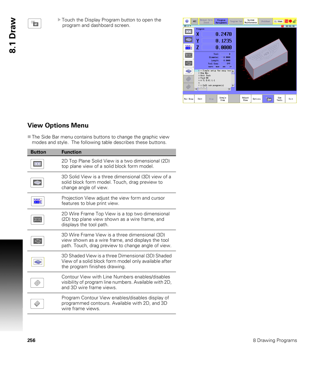 Acu-Rite CNC 3500i user manual View Options Menu 