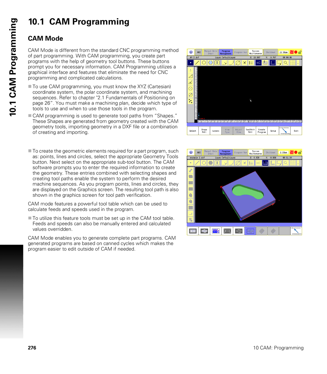 Acu-Rite CNC 3500i user manual CAM Programming, CAM Mode 