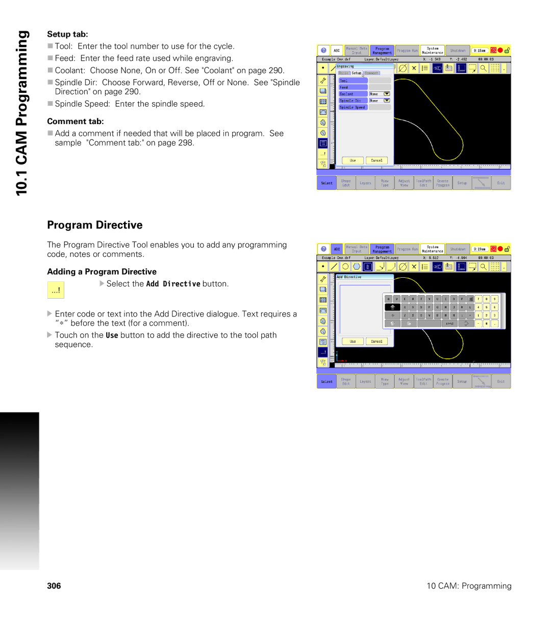 Acu-Rite CNC 3500i user manual Adding a Program Directive 