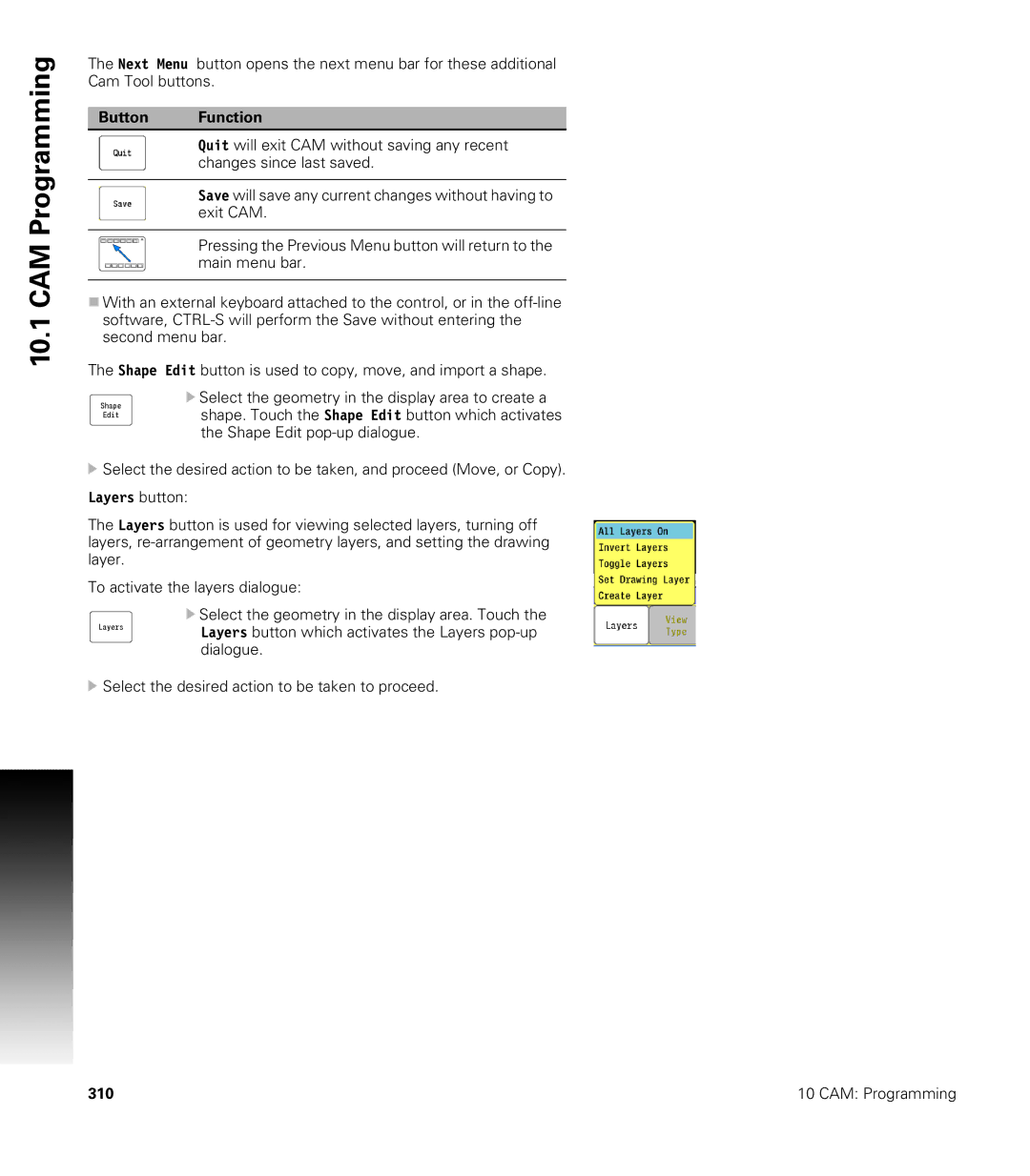 Acu-Rite CNC 3500i user manual Layers button 