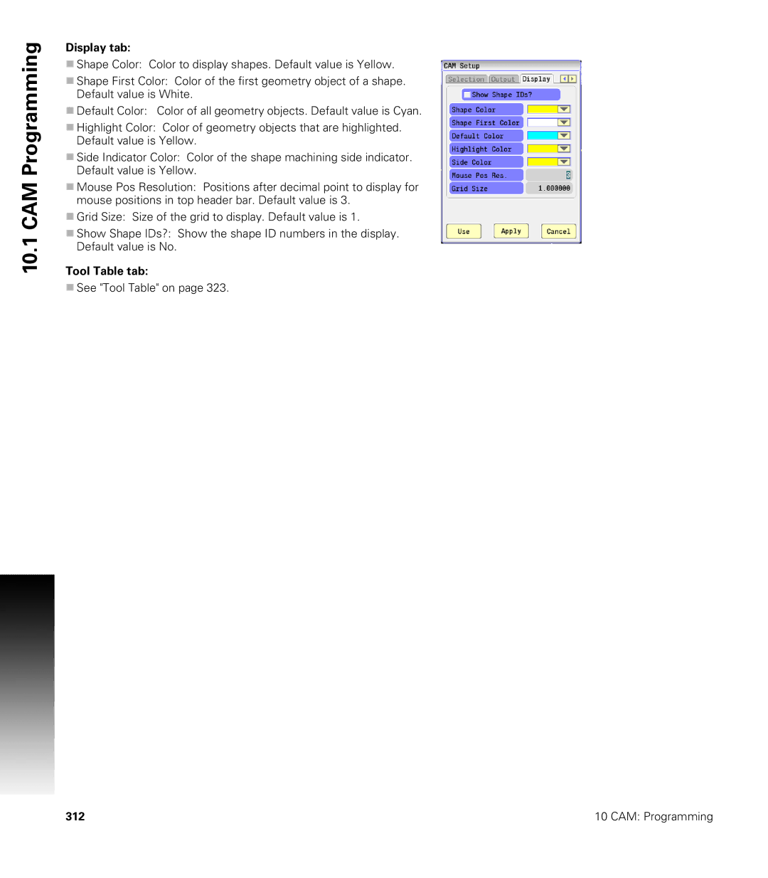 Acu-Rite CNC 3500i user manual Display tab, Tool Table tab 