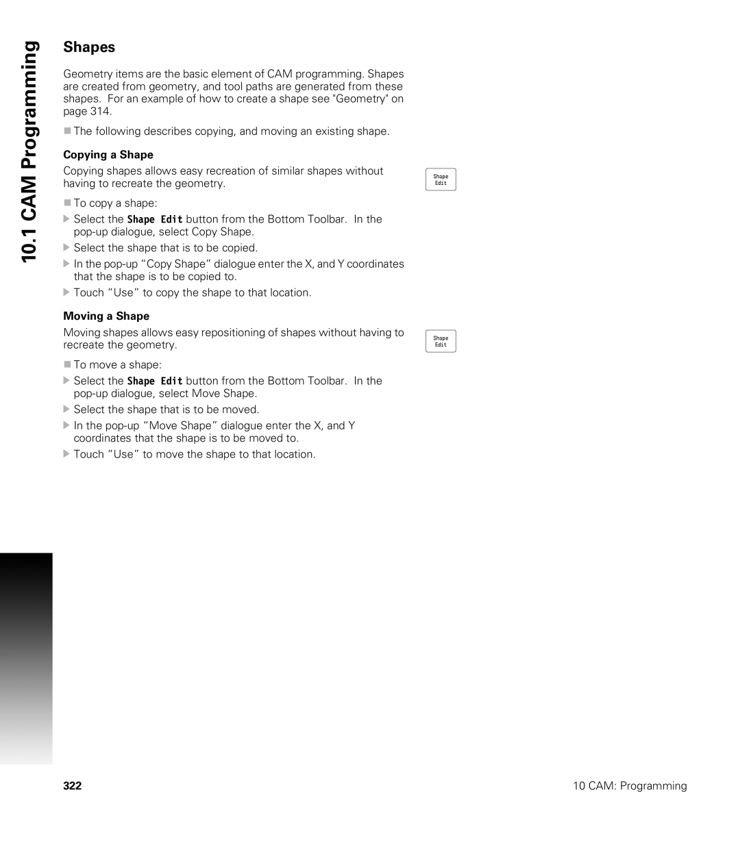 Acu-Rite CNC 3500i user manual Shapes, Copying a Shape, Moving a Shape 