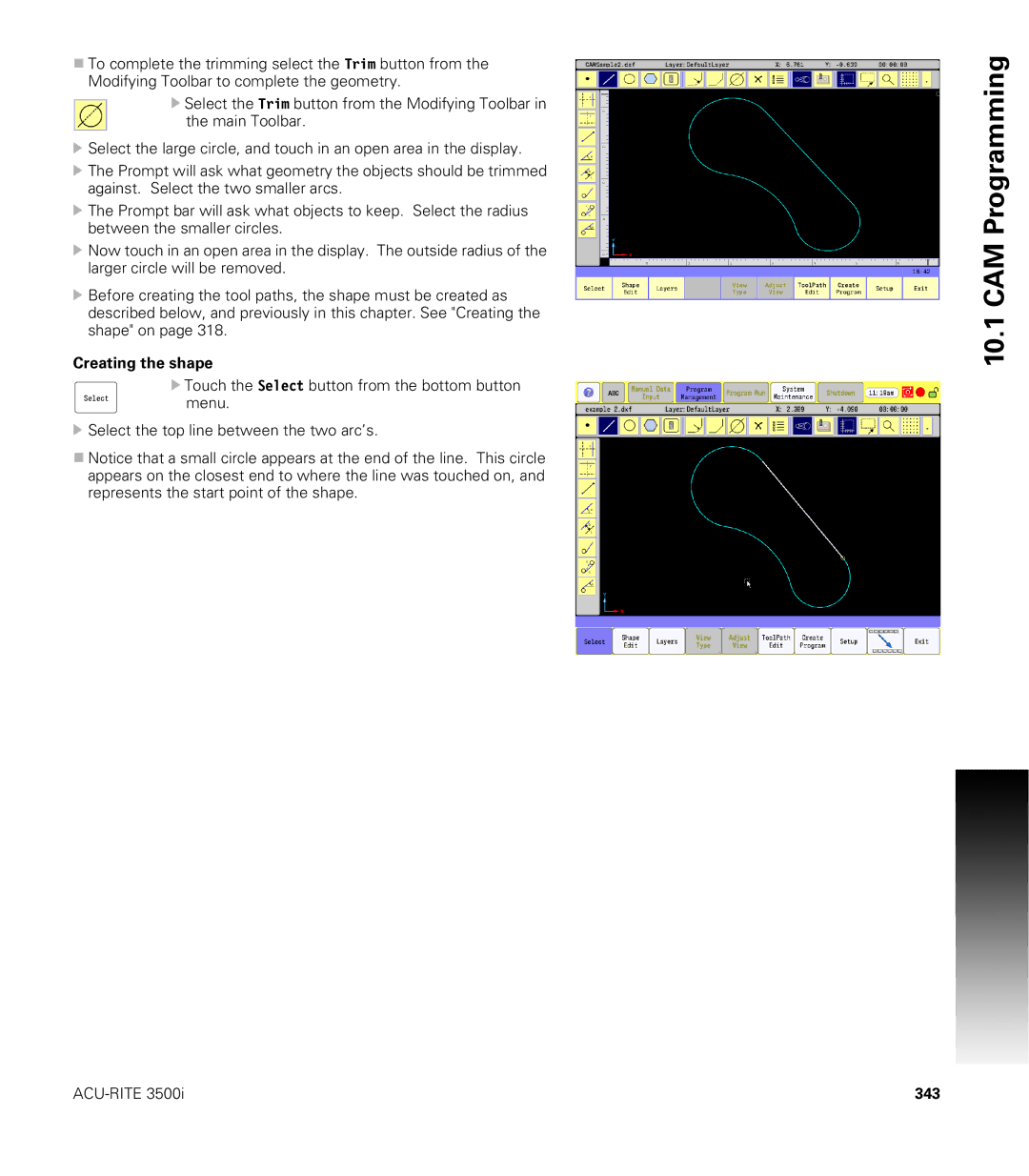 Acu-Rite CNC 3500i user manual Programming, 343 