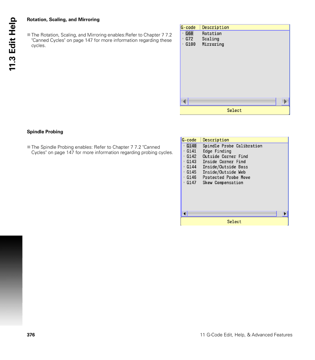 Acu-Rite CNC 3500i user manual Rotation, Scaling, and Mirroring, Spindle Probing 