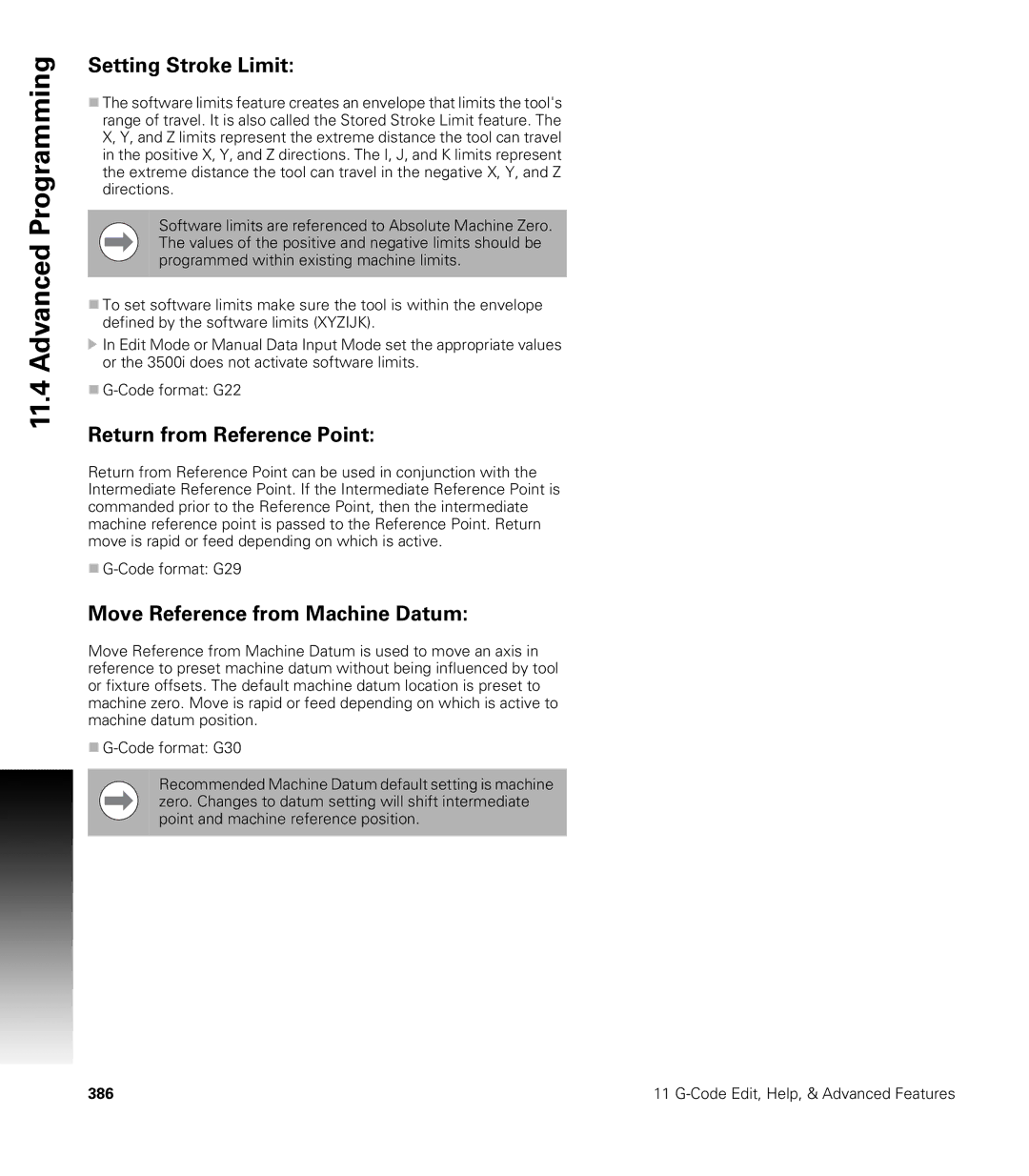 Acu-Rite CNC 3500i user manual Setting Stroke Limit, Return from Reference Point, Move Reference from Machine Datum 