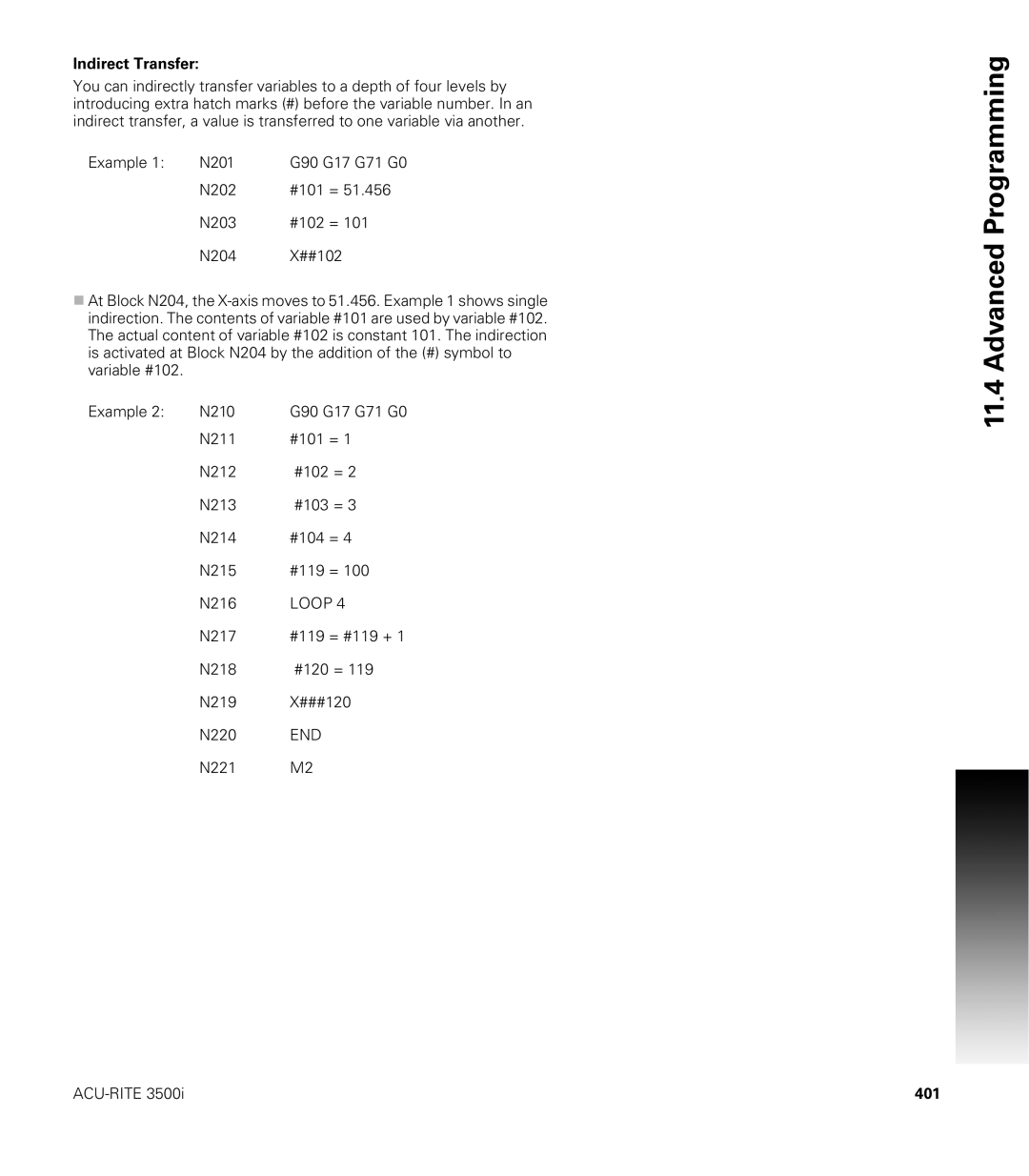 Acu-Rite CNC 3500i user manual Indirect Transfer, 401 