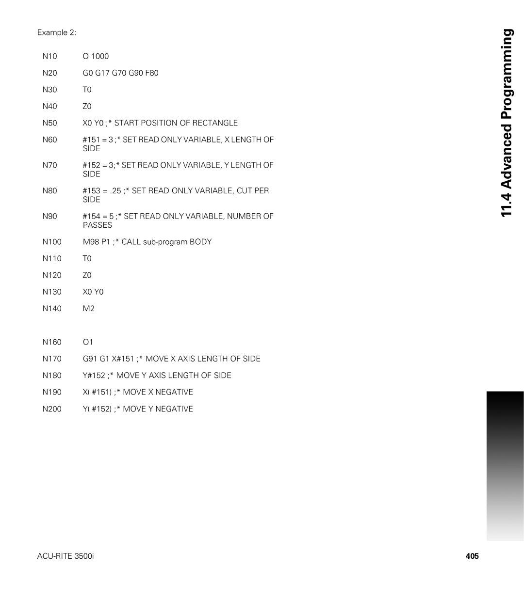 Acu-Rite CNC 3500i user manual 405 