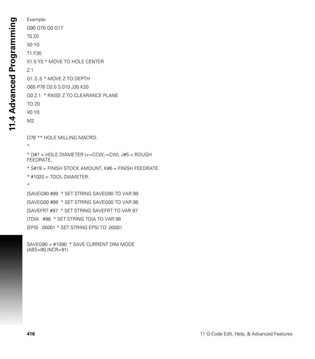 Acu-Rite CNC 3500i user manual X1.5 Y0 * Move to Hole Center G1 Z-.5 * Move Z to Depth 