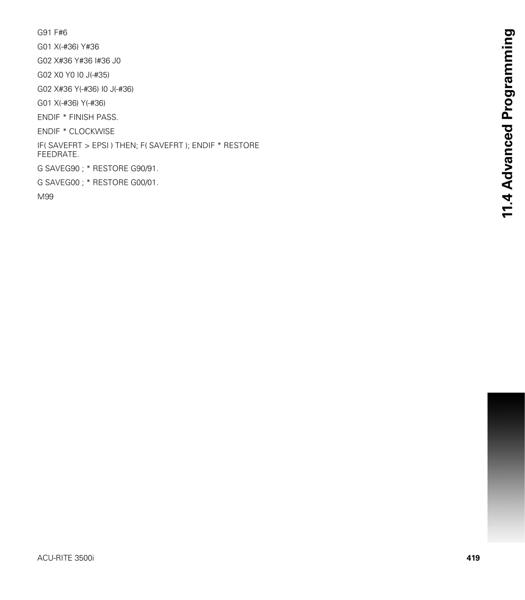 Acu-Rite CNC 3500i user manual 419 