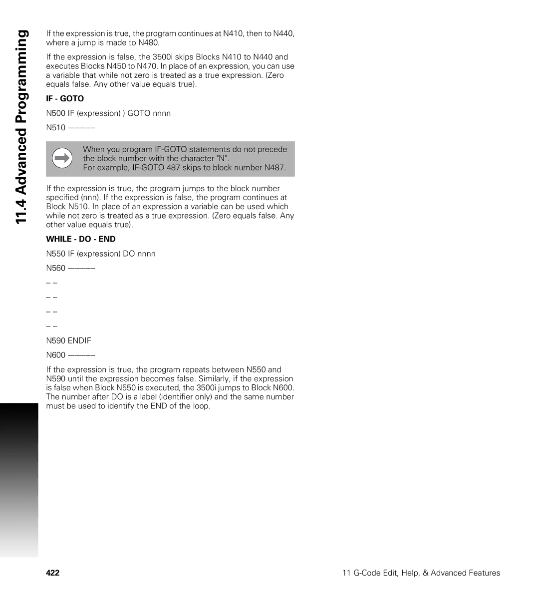 Acu-Rite CNC 3500i user manual If Goto 