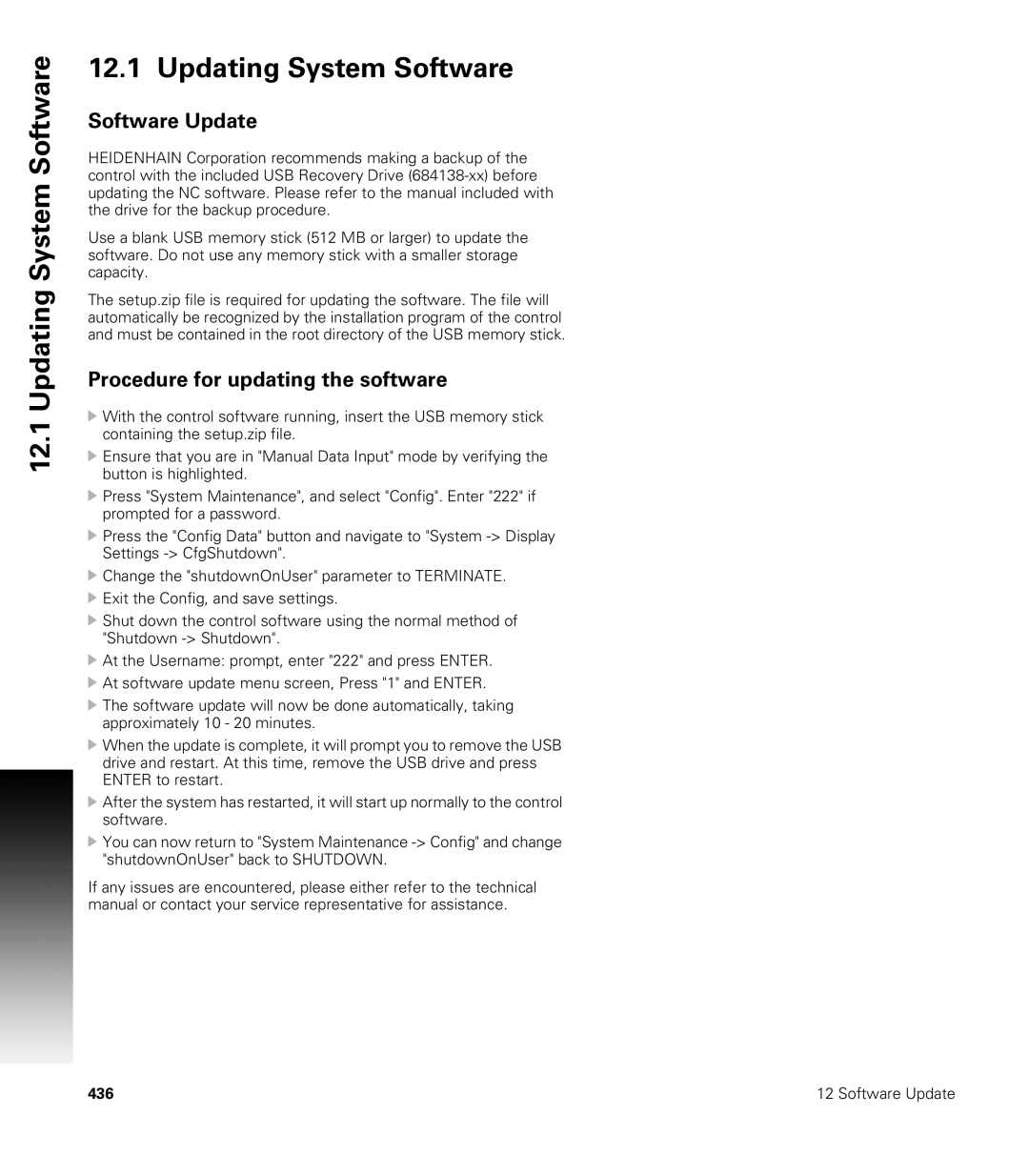 Acu-Rite CNC 3500i user manual Updating System Software, Software Update, Procedure for updating the software 