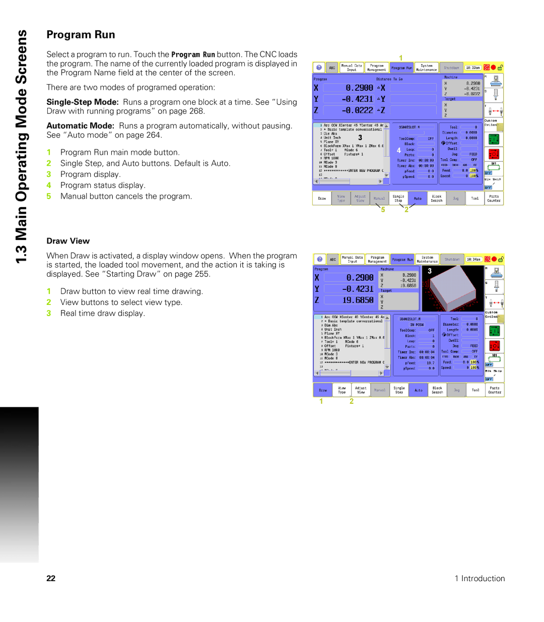 Acu-Rite CNC 3500i user manual Program Run, Draw View 