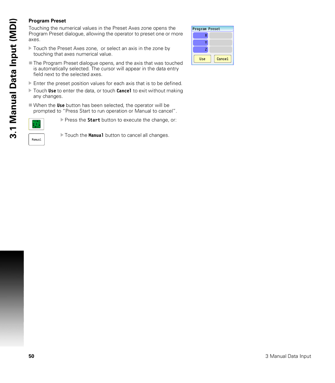 Acu-Rite CNC 3500i user manual Program Preset 