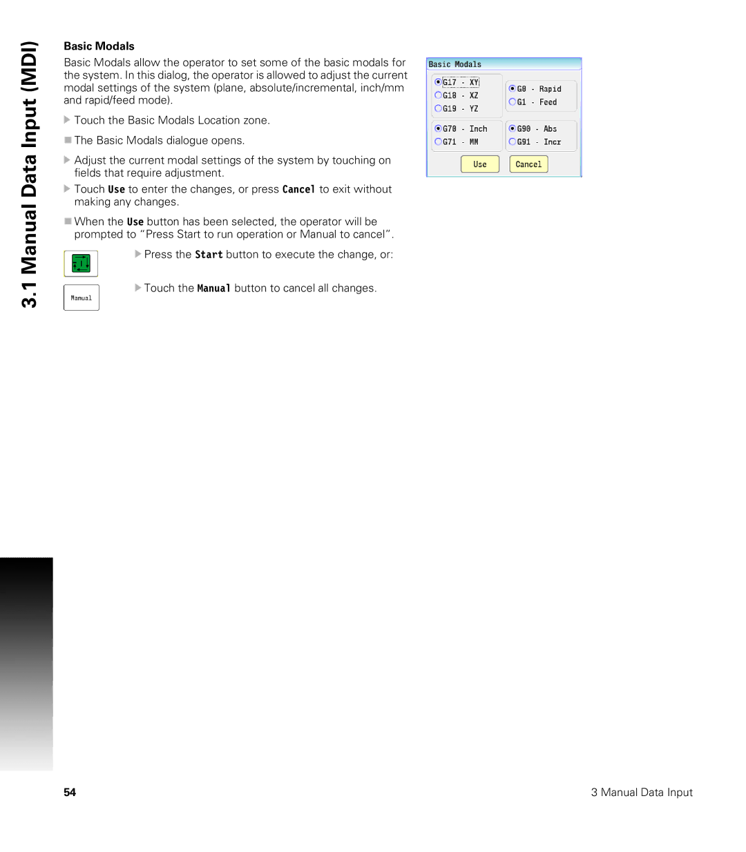 Acu-Rite CNC 3500i user manual Basic Modals 