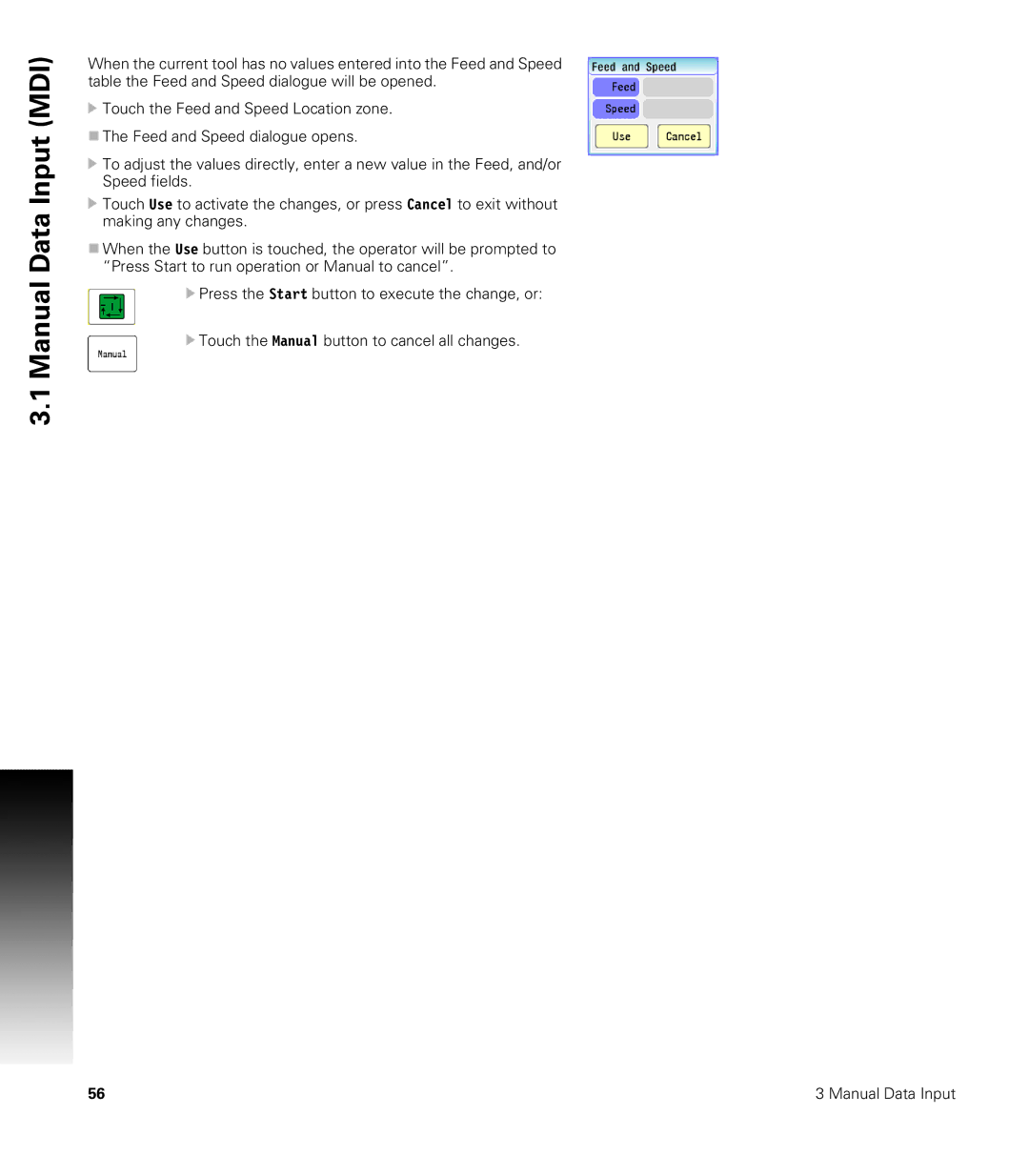 Acu-Rite CNC 3500i user manual Manual Data Input MDI 