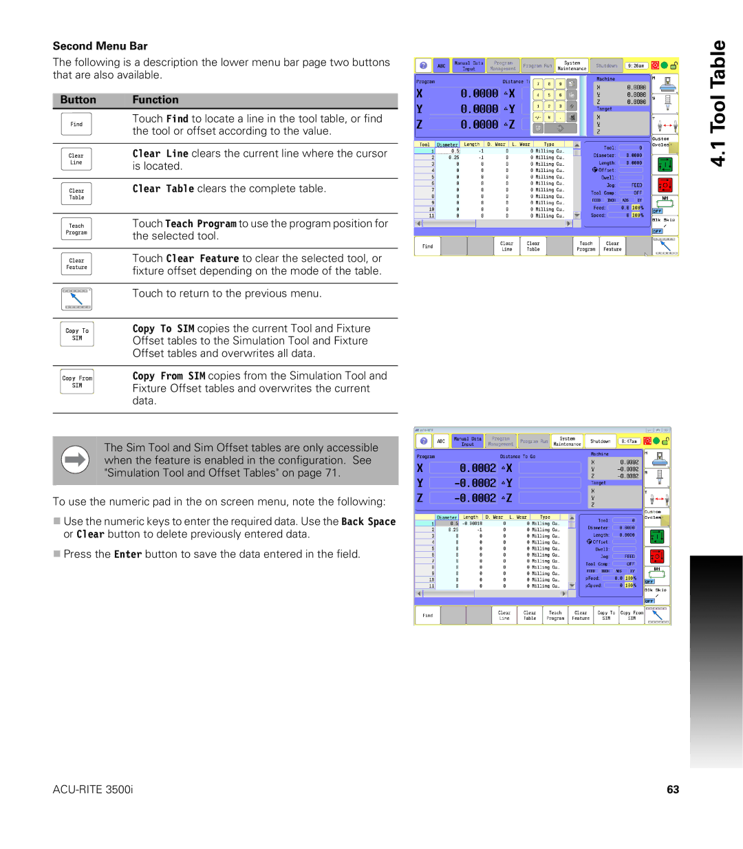 Acu-Rite CNC 3500i user manual Second Menu Bar 