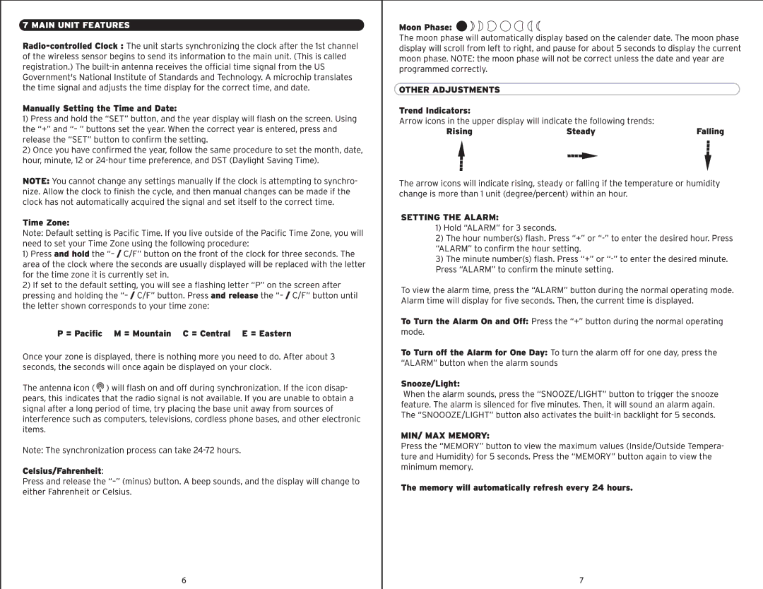 Acu-Rite DeIux wirelss weather station and atomic clock manual 