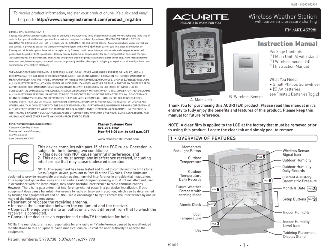 Acu-Rite ITM./ART.43398I manual 