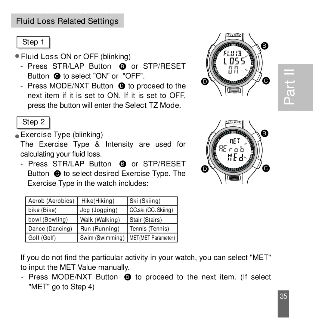 Acumen EON-2028HS, EON-2027HS manual Fluid Loss Related Settings 