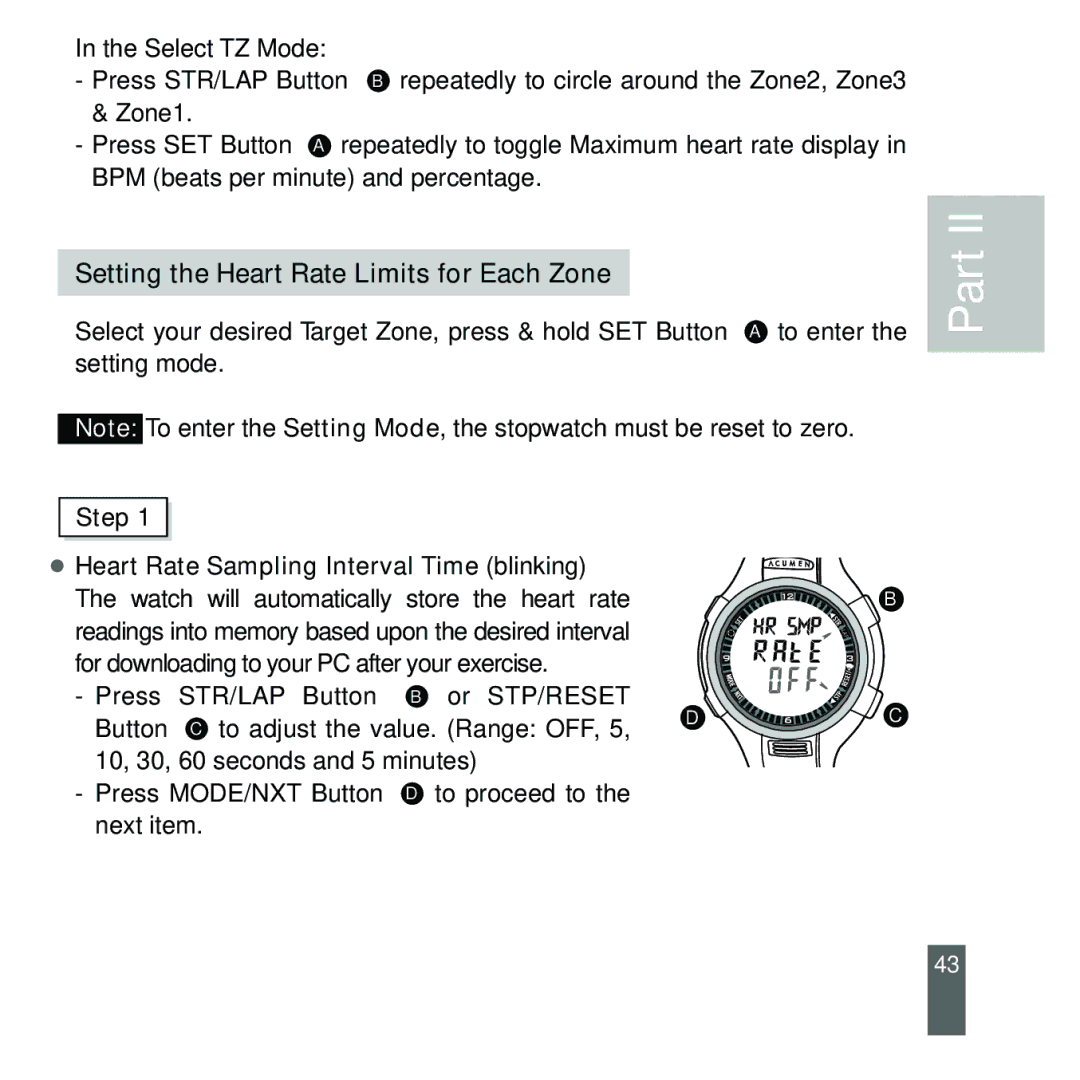 Acumen EON-2028HS, EON-2027HS manual Setting the Heart Rate Limits for Each Zone 