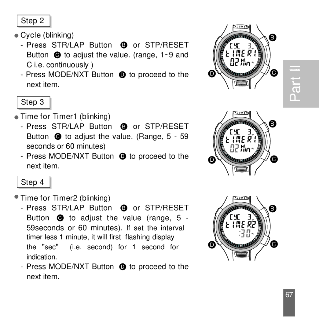 Acumen EON-2028HS, EON-2027HS manual Press MODE/NXT Button D to proceed to the next item 