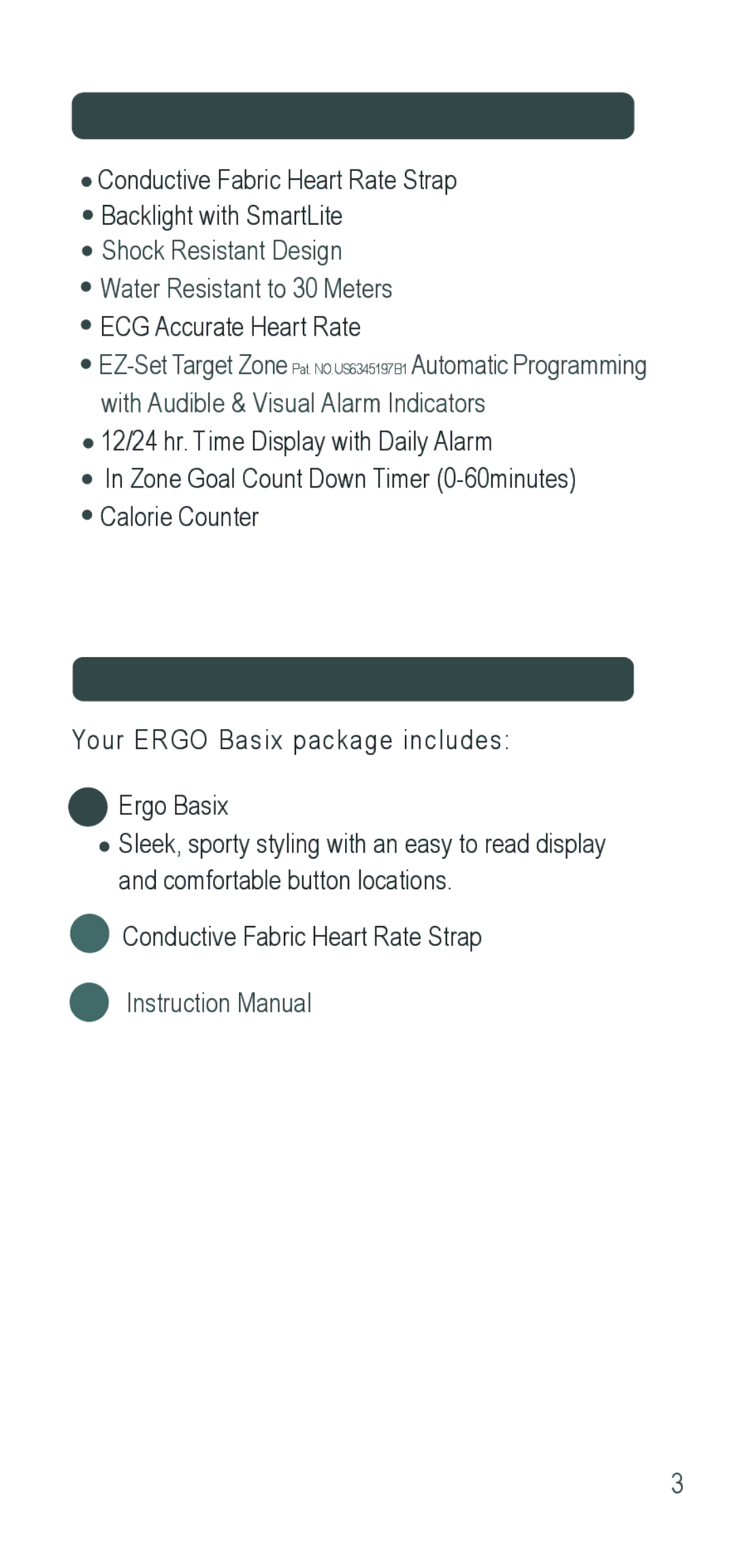 Acumen manual Ergo Basix Features, Whats in Your Package 