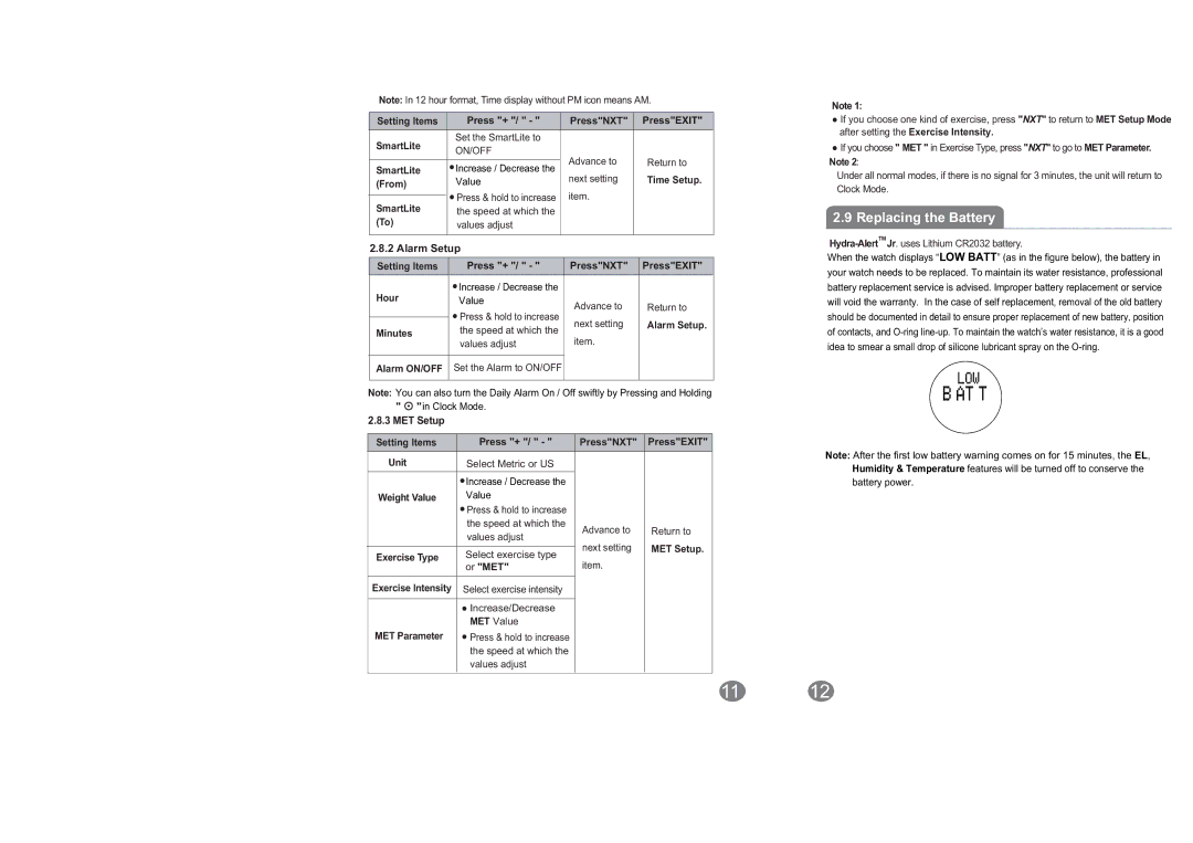 Acumen Hydra-Alert Jr manual Replacing the Battery 