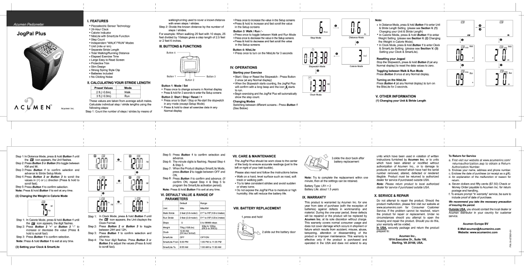 Acumen JogPal Plus manual 