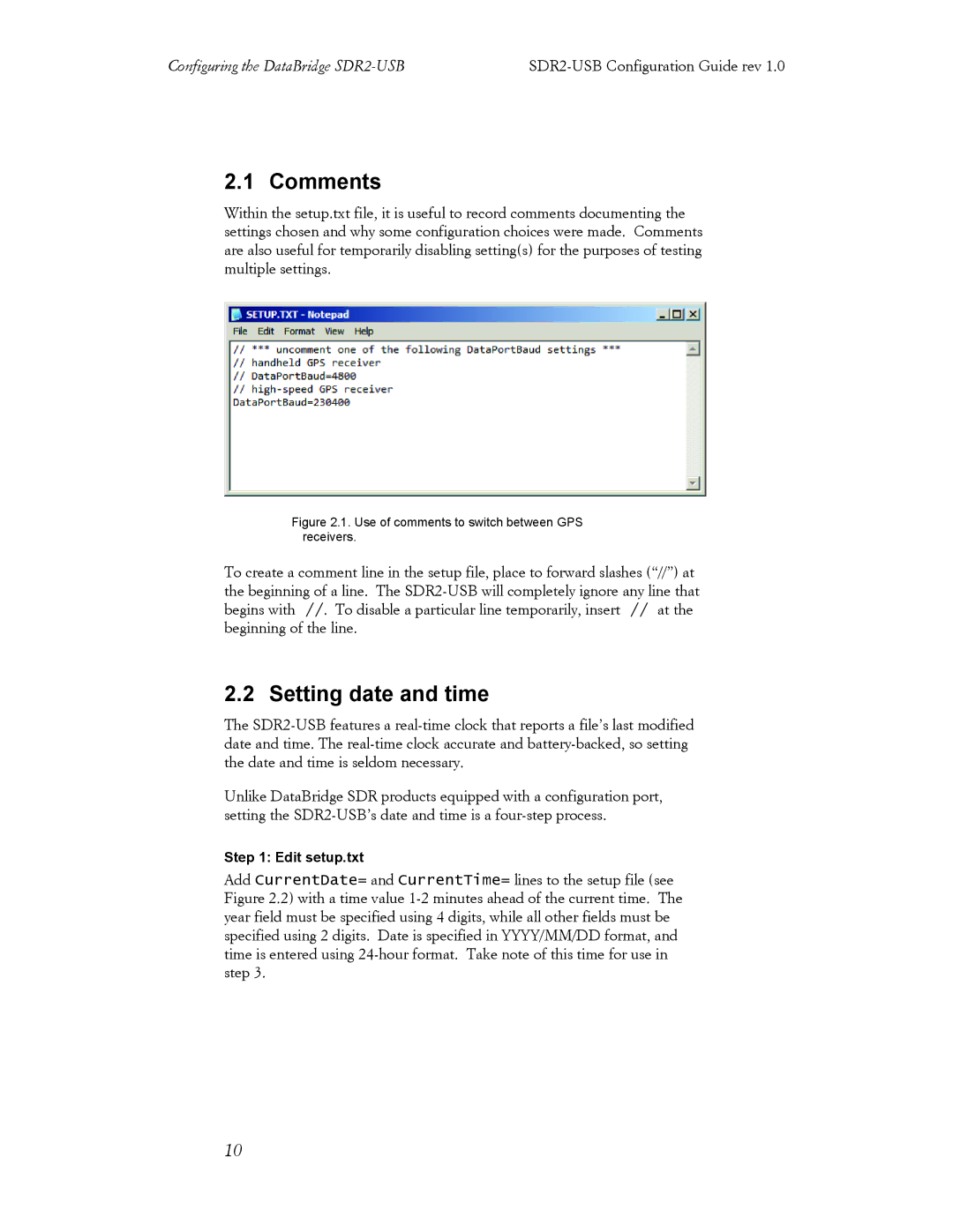 Acumen SDR2-USB manual Comments, Setting date and time 