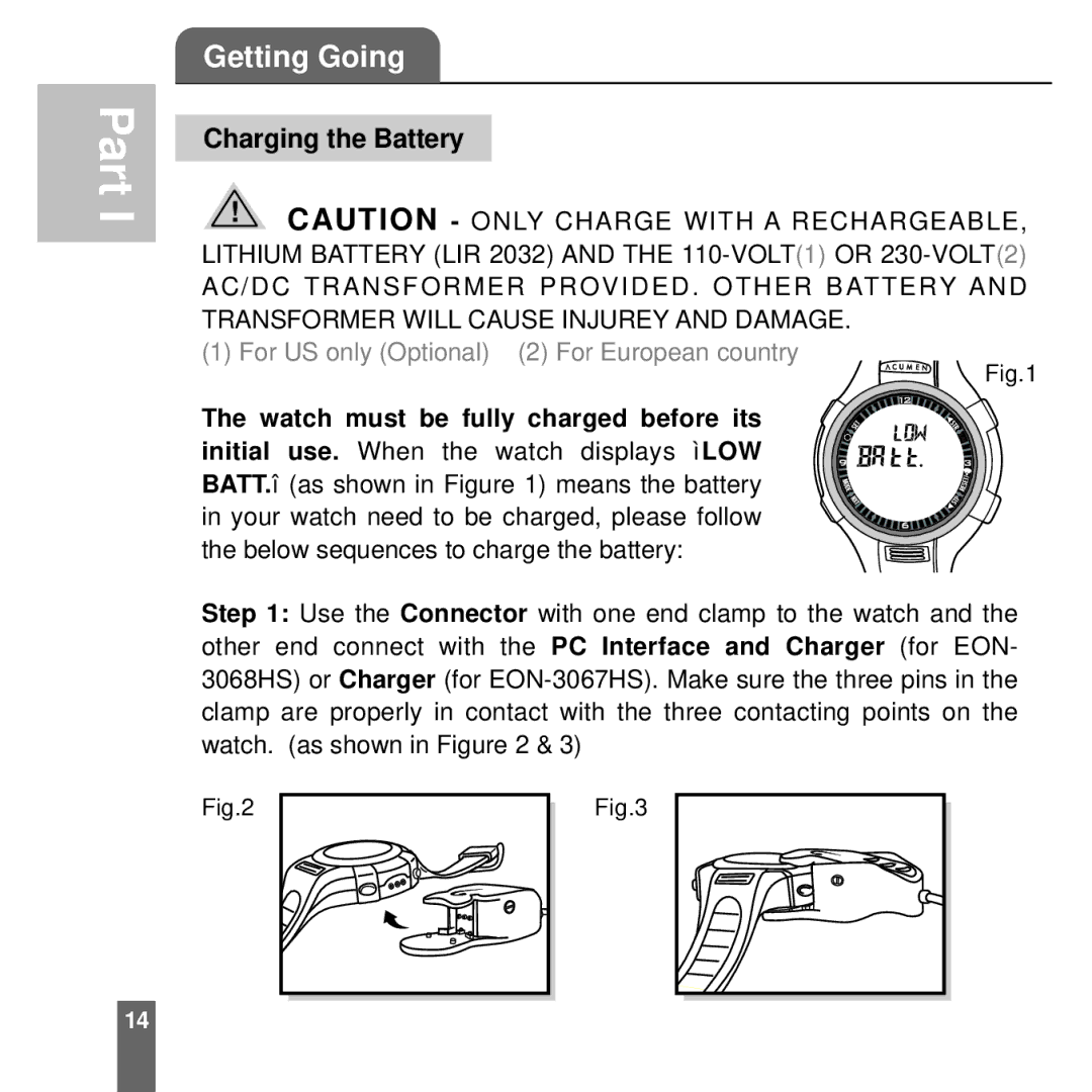 Acumen Stopwatch manual Getting Going 