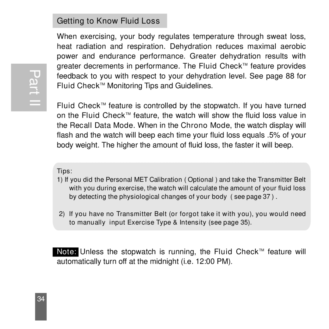 Acumen Stopwatch manual Getting to Know Fluid Loss 