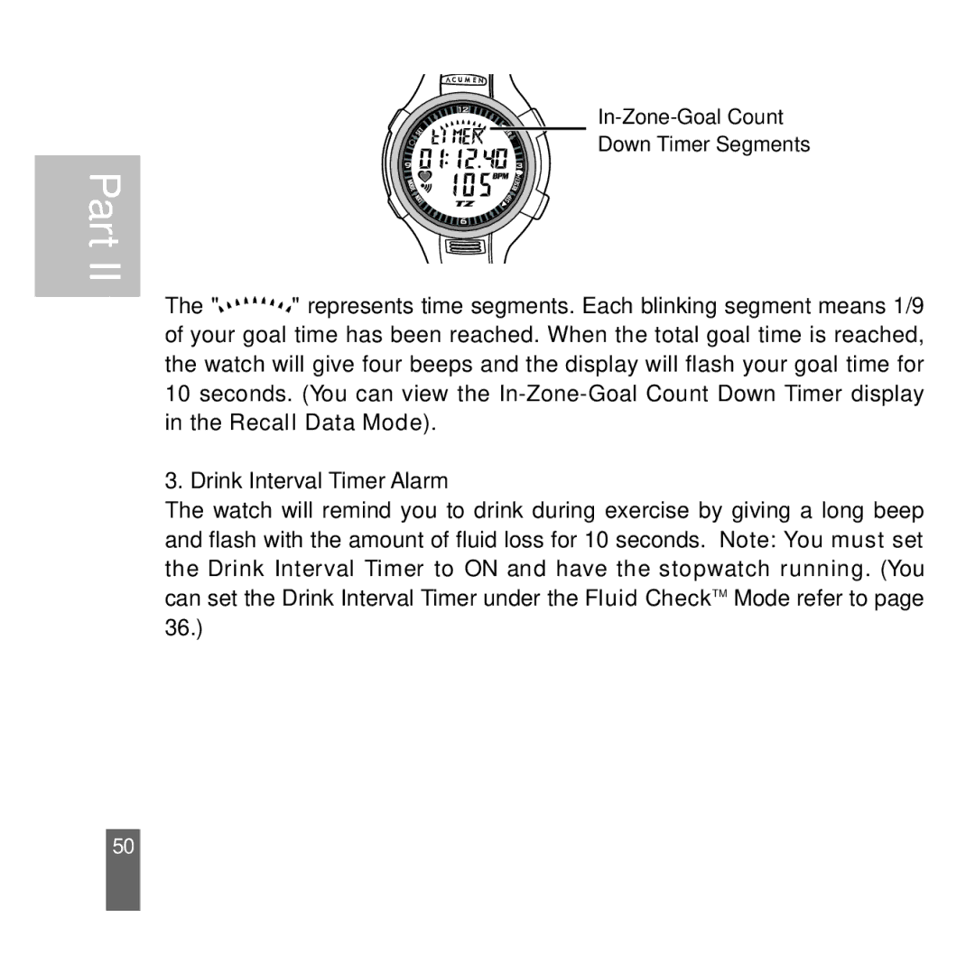 Acumen Stopwatch manual In-Zone-Goal Count Down Timer Segments 