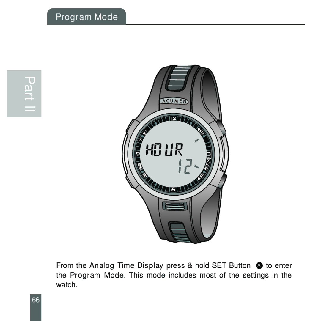 Acumen Stopwatch manual Program Mode 