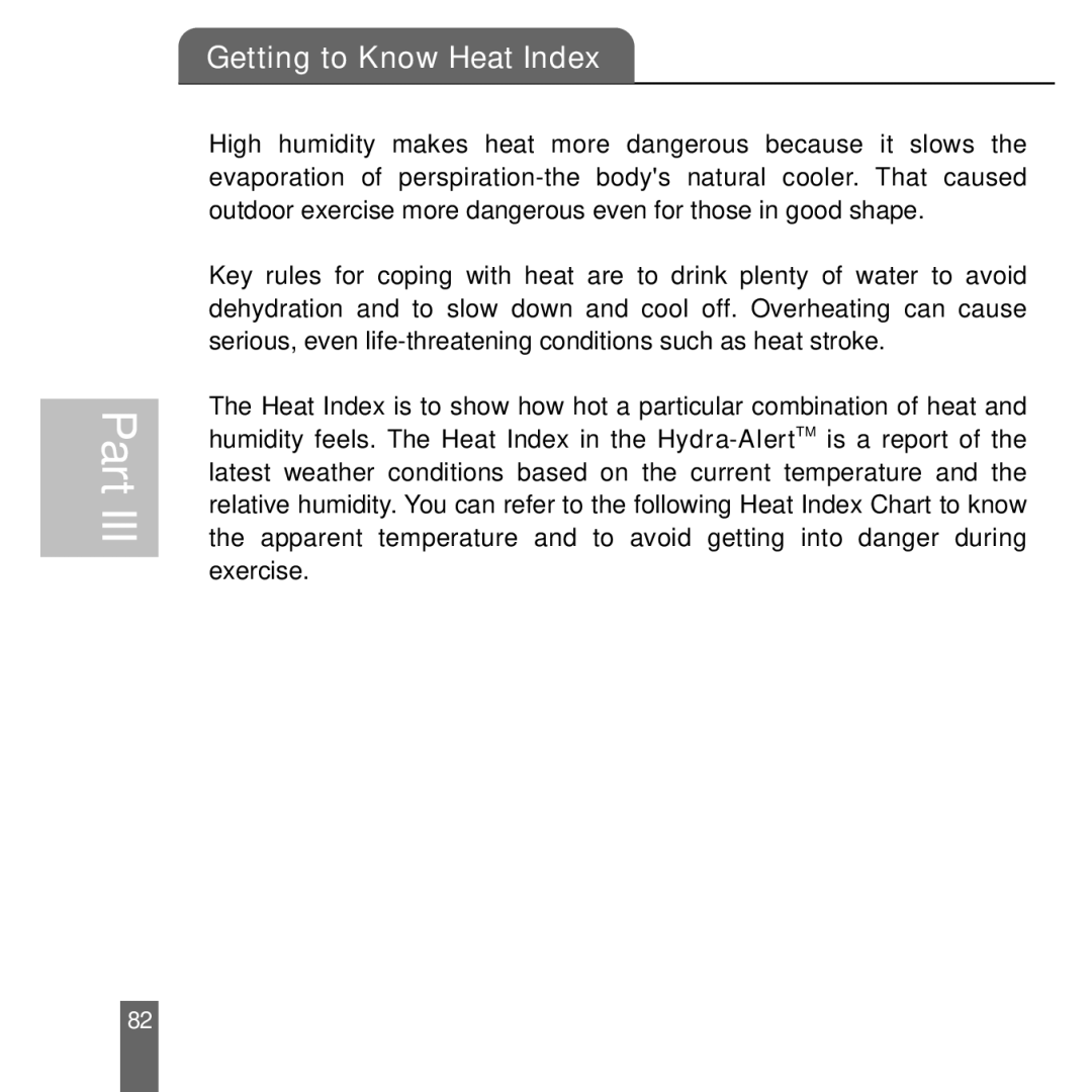 Acumen Stopwatch manual Getting to Know Heat Index 