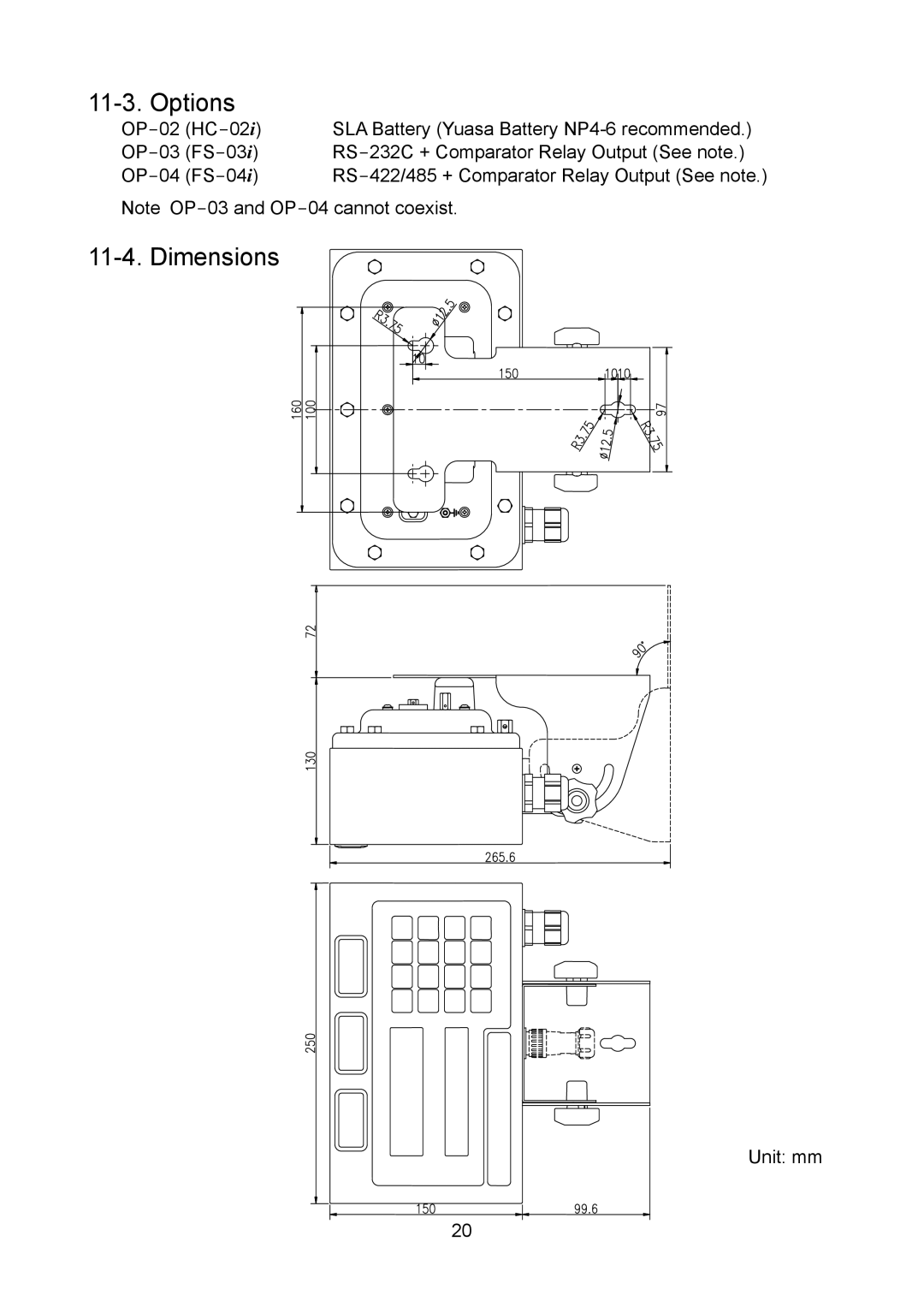 A&D 1WMPD4002313 manual Options, Dimensions 