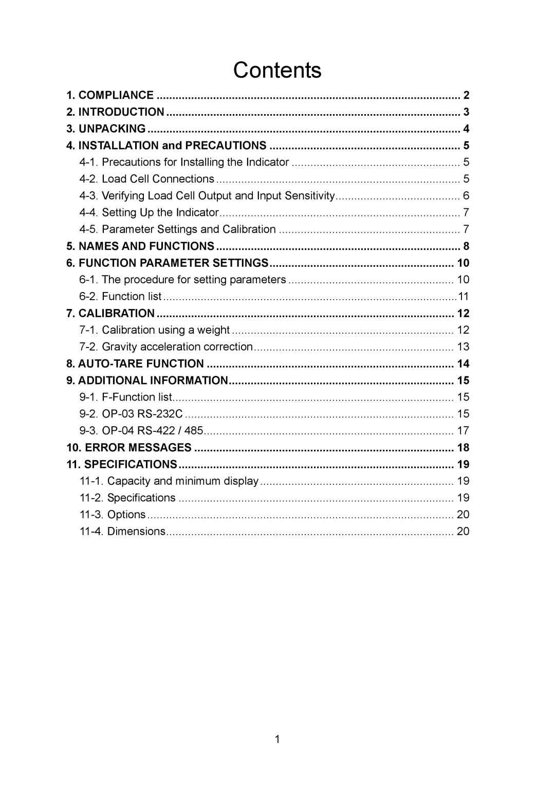 A&D 1WMPD4002313 manual Contents 