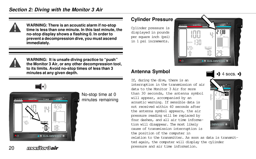 A&D 2 Plus owner manual Antenna Symbol, No-stop time at Minutes remaining 