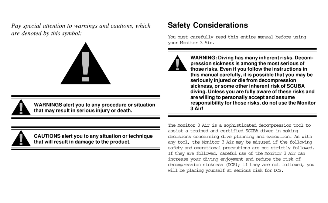 A&D 2 Plus owner manual Safety Considerations 