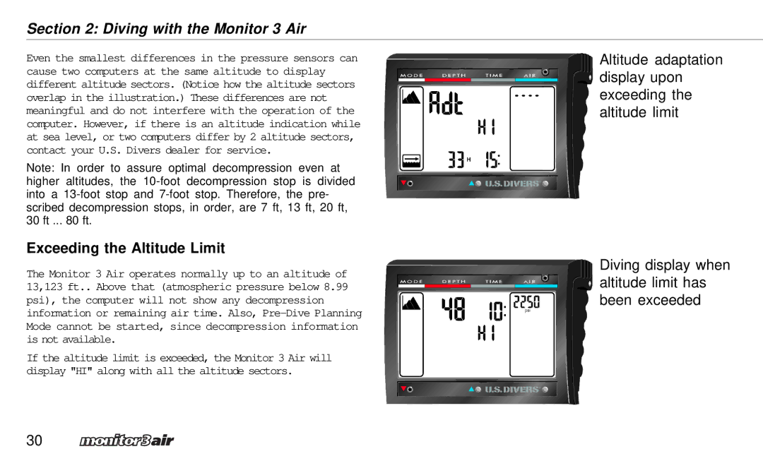 A&D 2 Plus owner manual Exceeding the Altitude Limit 