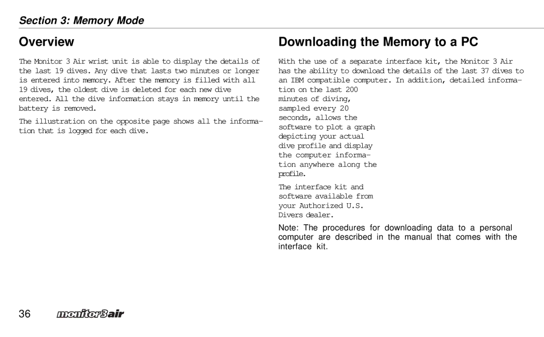 A&D 2 Plus owner manual Overview, Downloading the Memory to a PC 