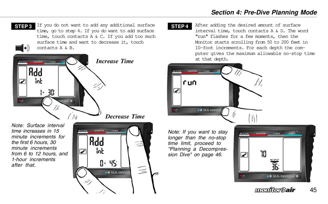 A&D 2 Plus owner manual Increase Time Decrease Time 