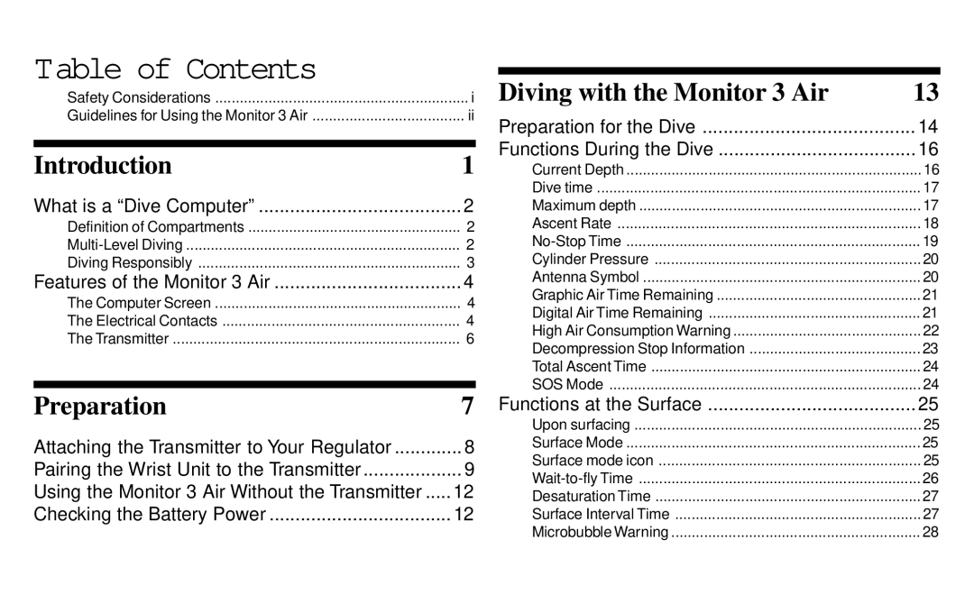 A&D 2 Plus owner manual Table of Contents 