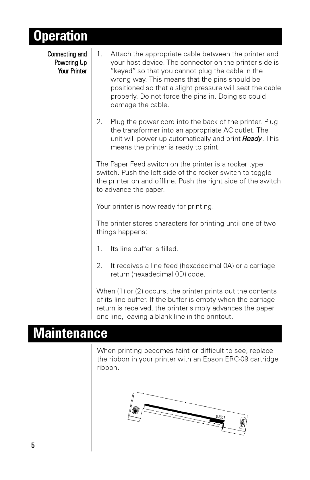 A&D AD-1191 instruction manual Maintenance, Operation 