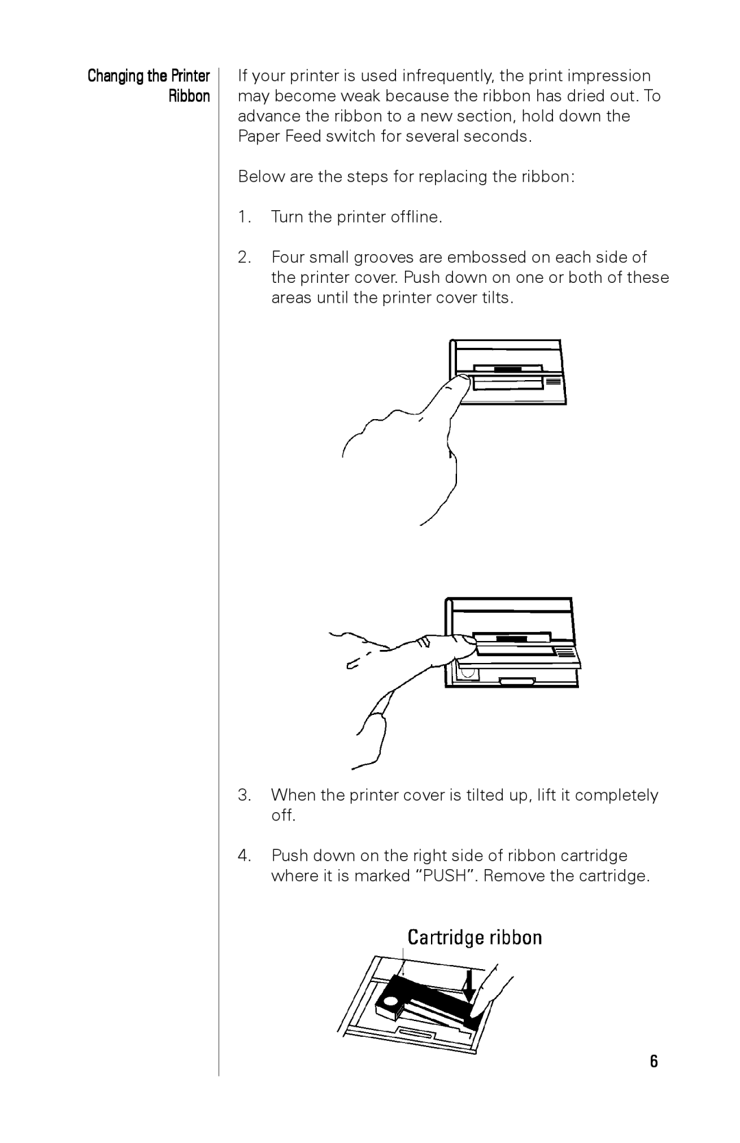 A&D AD-1191 instruction manual Changing the Printer Ribbon 