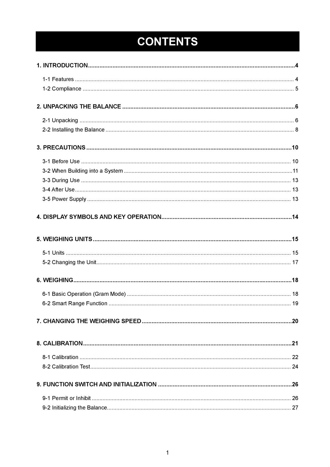 A&D AD-4212A/B, AD-4212B-101/102/201/301, AD-4212A-100/200/600/1000 instruction manual Contents 