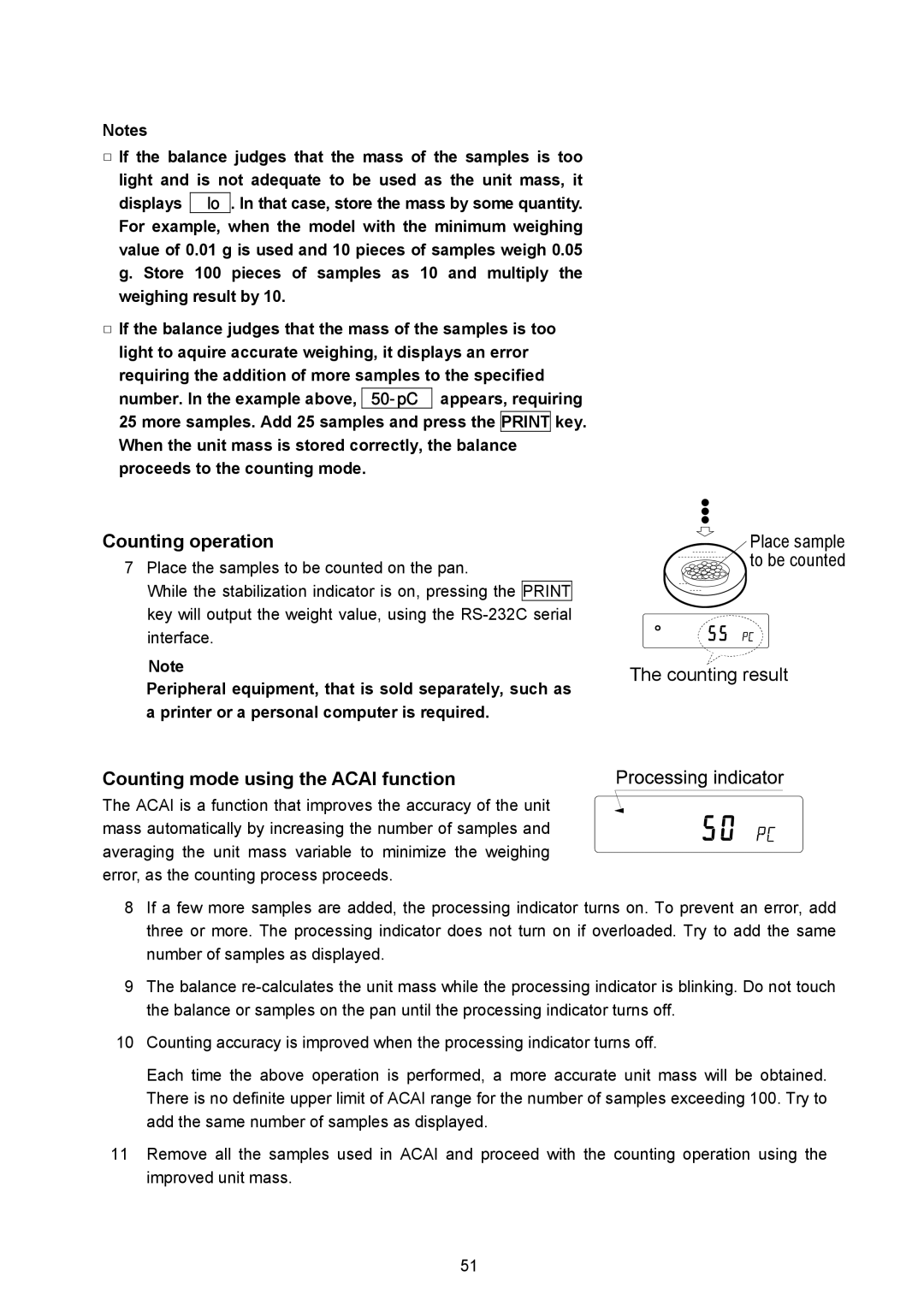 A&D AD-4212A-100/200/600/1000, AD-4212A/B instruction manual Counting operation, Counting mode using the Acai function 